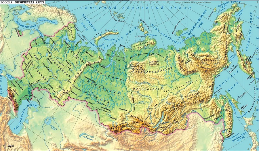 Физическая карта России